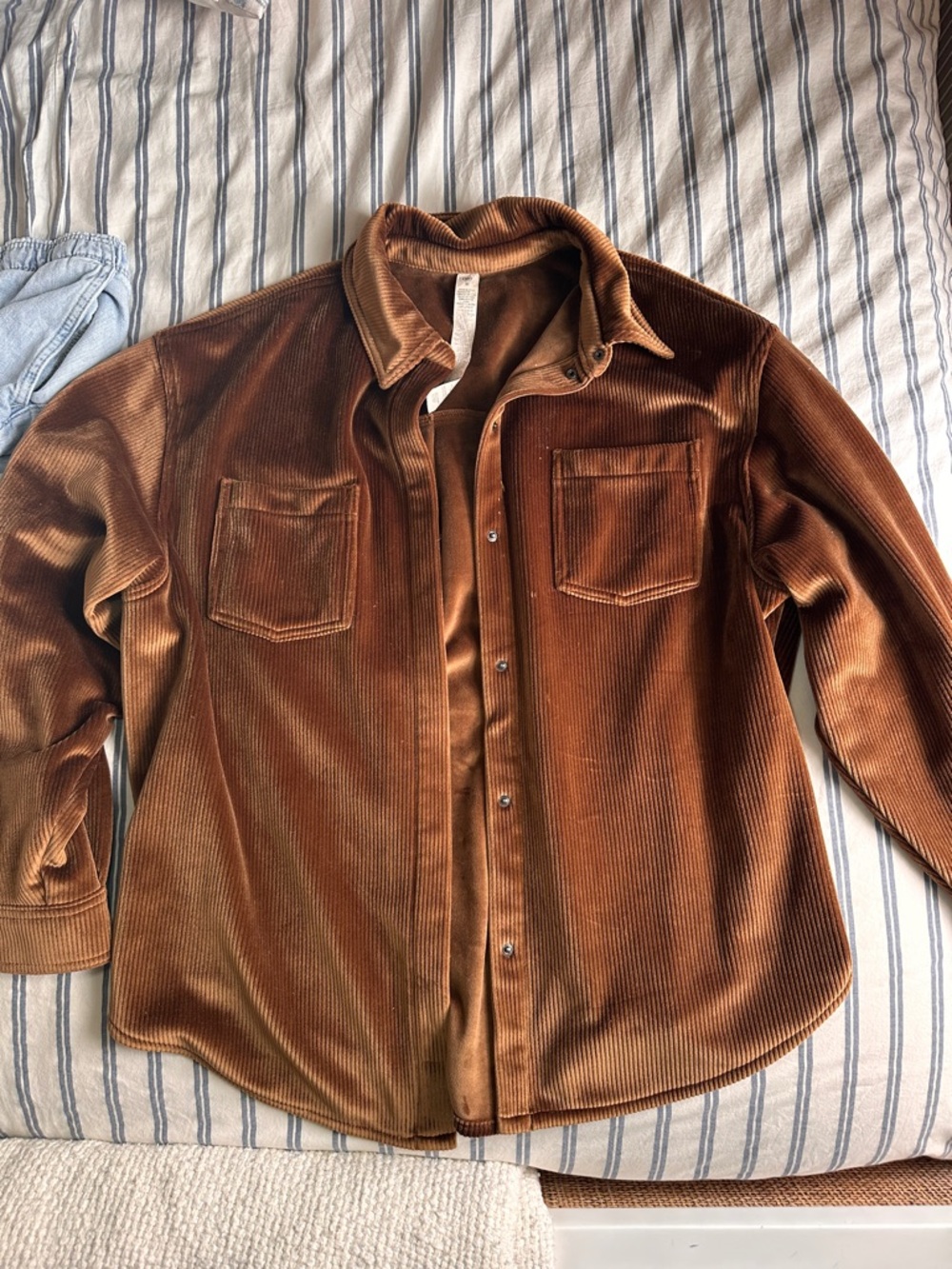 ALO Yoga Ribbed Velour Mountain Side Shacket Medium M in Rust / Cinnamon